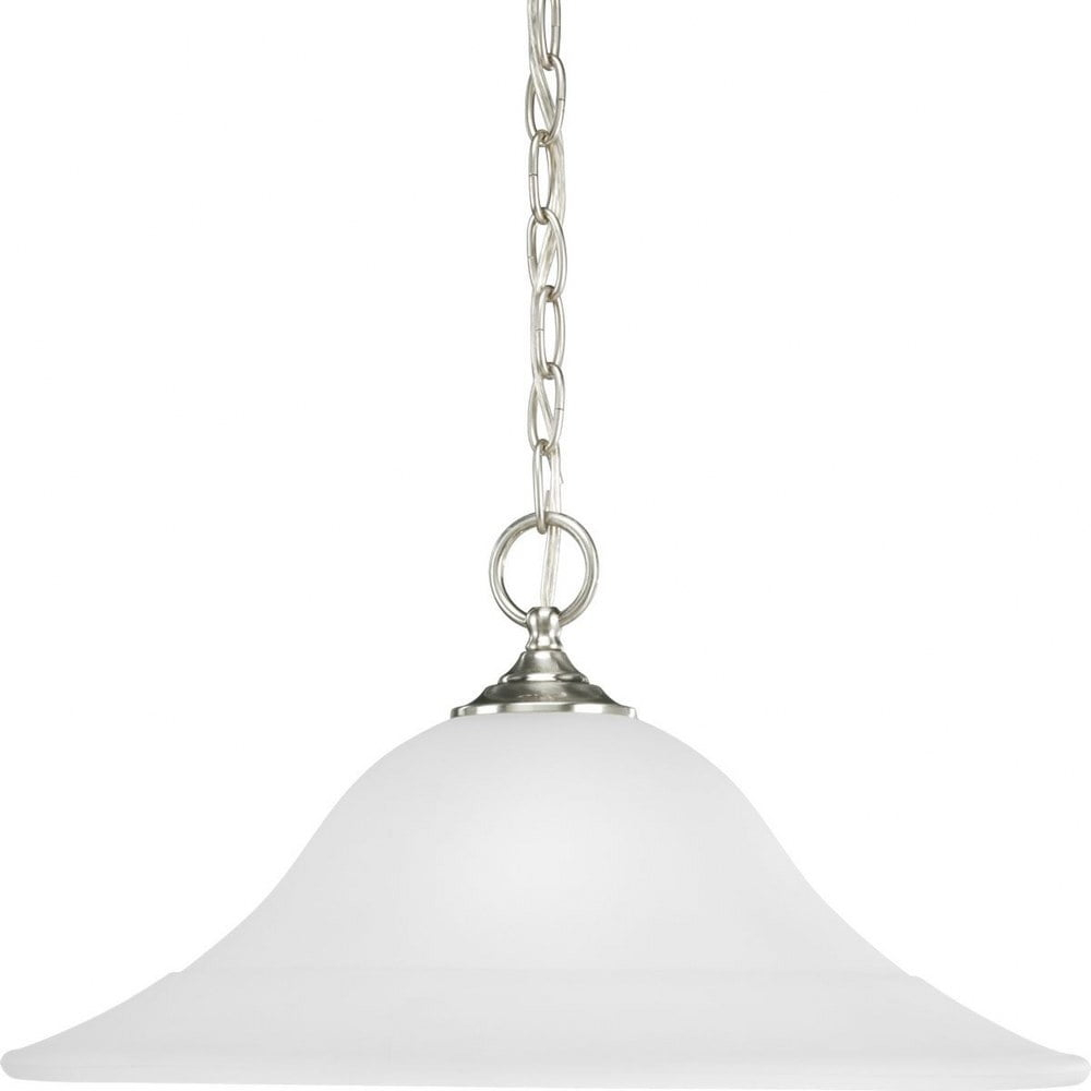 Progress Lighting Trinity 1-Light Pendant, Brushed Nickel, Etched Glass Shade