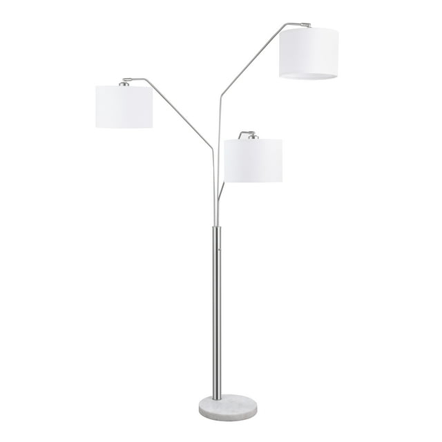 Trio Drum Shade Floor Lamp Satin Nickel