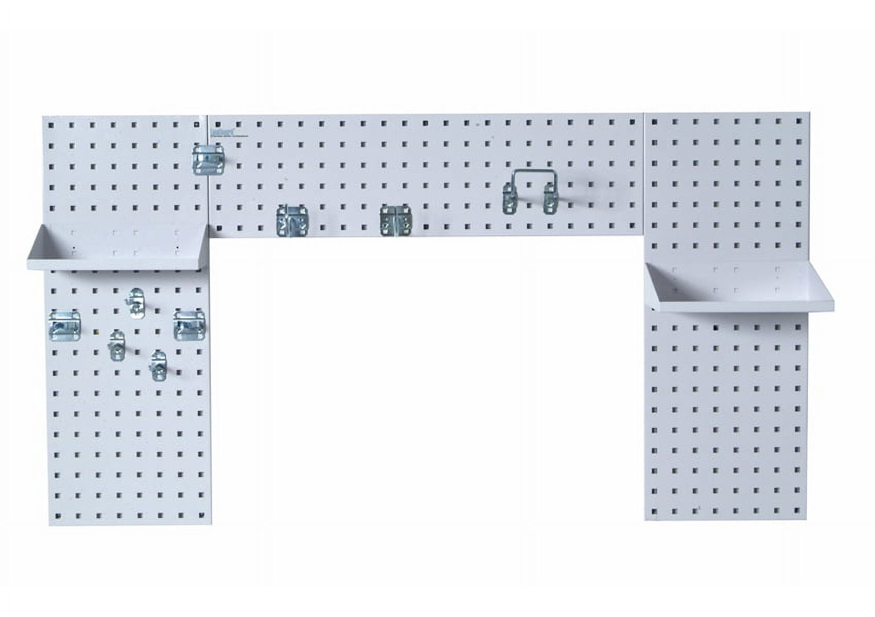 Triton Products® Silver Laundry Room Organizer Kit with (3) 18 Gauge Steel Square Hole Pegboard, (2) Steel Shelves and 9 pc. LocHook Assortment