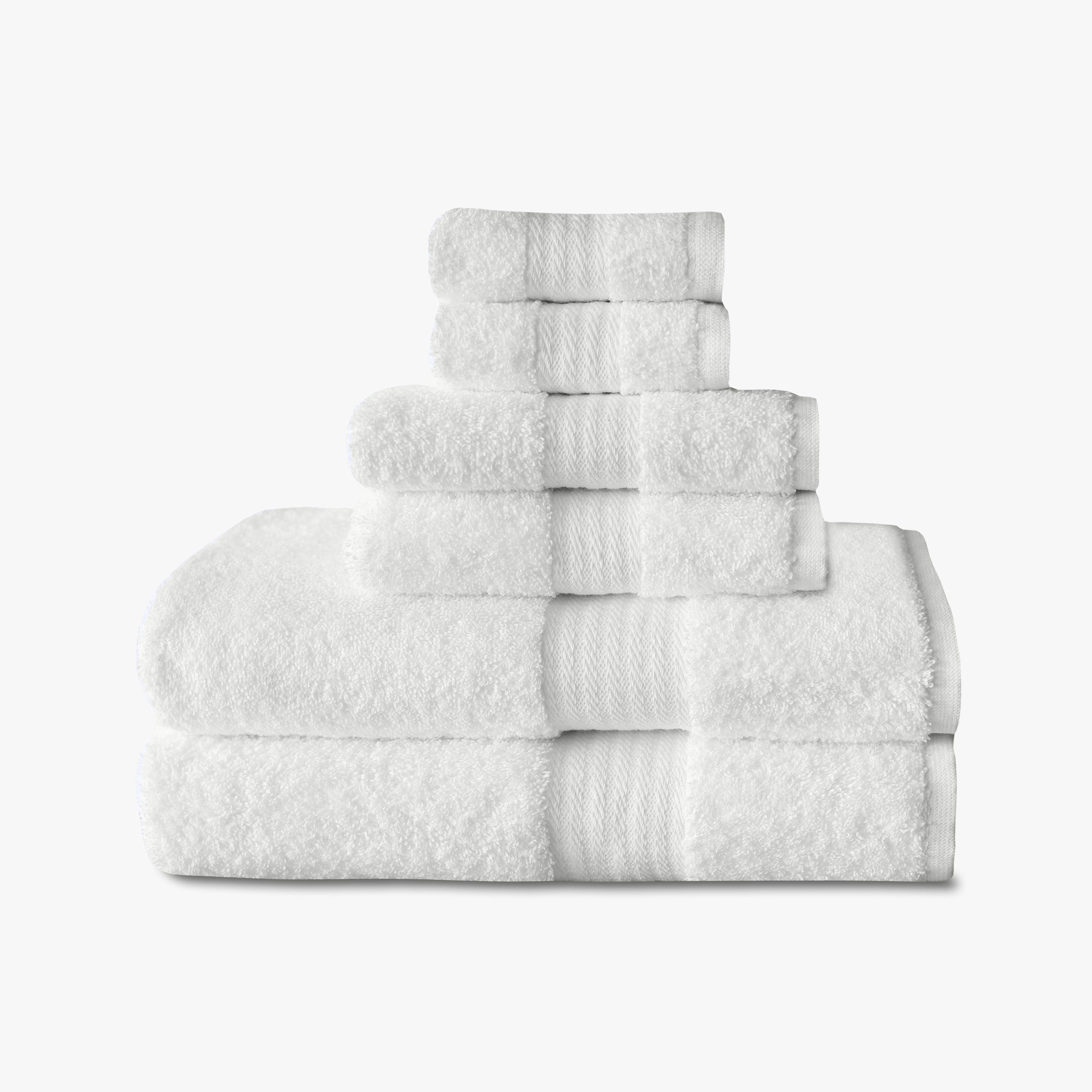 1888 Mills True Classics 6-Piece Set Set Featuring Enduraweave Technology, 2 Bath Towels, 2 Hand Towels, & 2 Washcloths, Soft & Durable, White