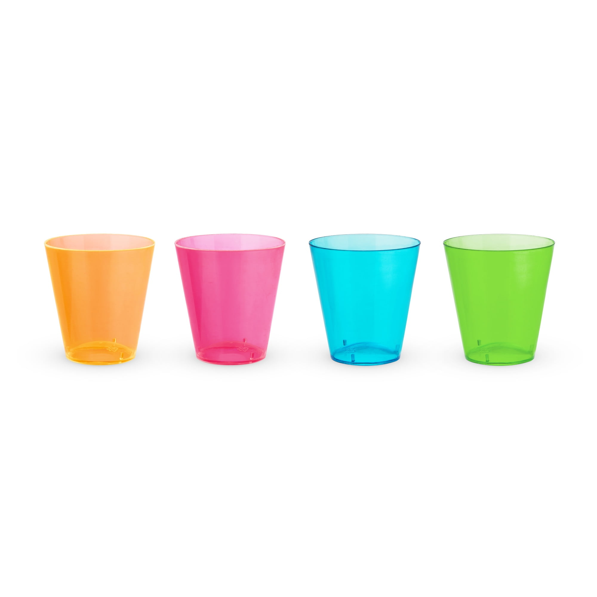 True Neon Multicolor Plastic Party Shot Glasses - Disposable Glasses for Outdoor Drinking - Assorted Colors 2oz Set of 60