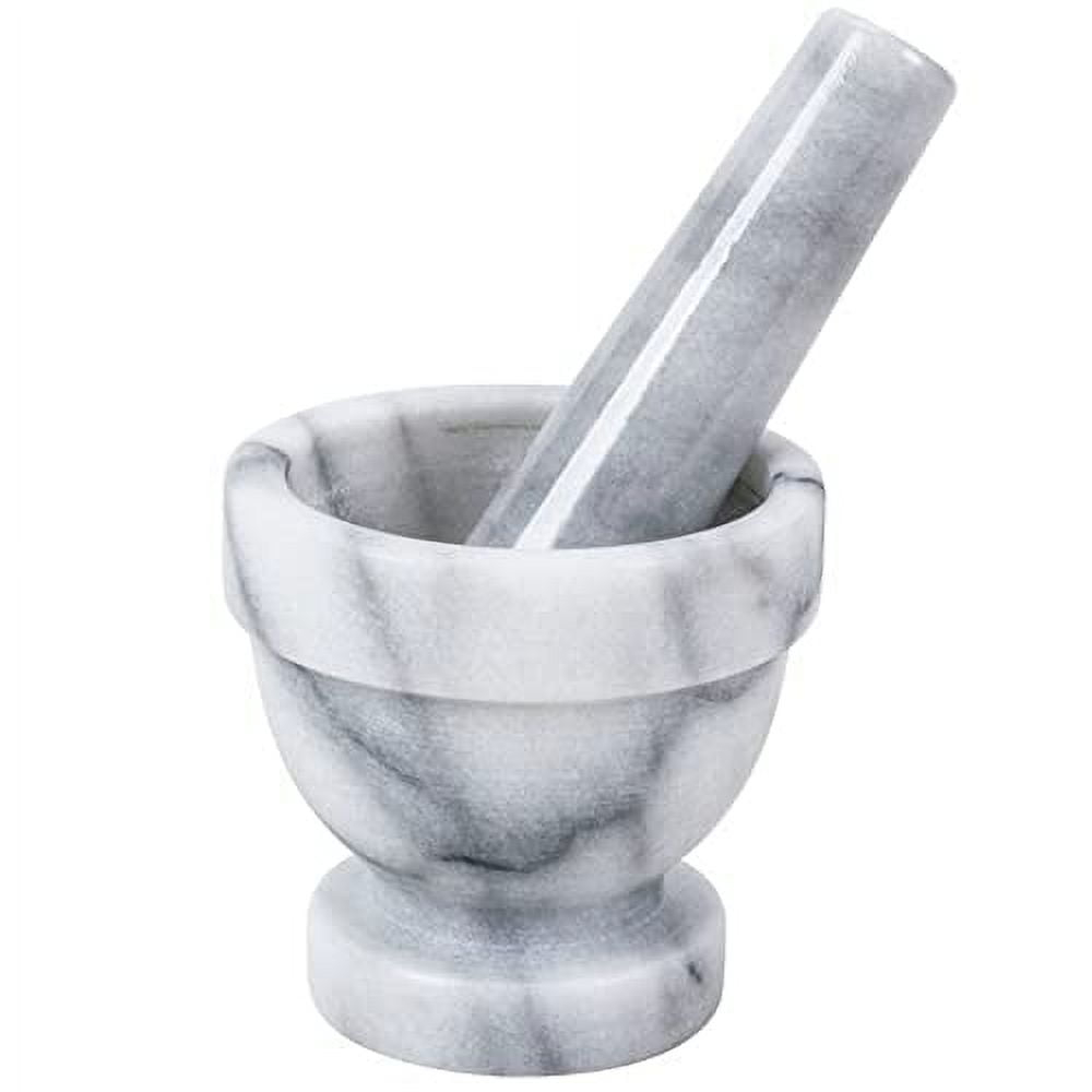 TrueCraftware- 3" Marble Mortar and Pestle Set- Spice Grinder Herb Crusher Easily Grind Grains herb Spices Grinder for Spices Seasonings Salsa Pastes Pestos and Guacamole