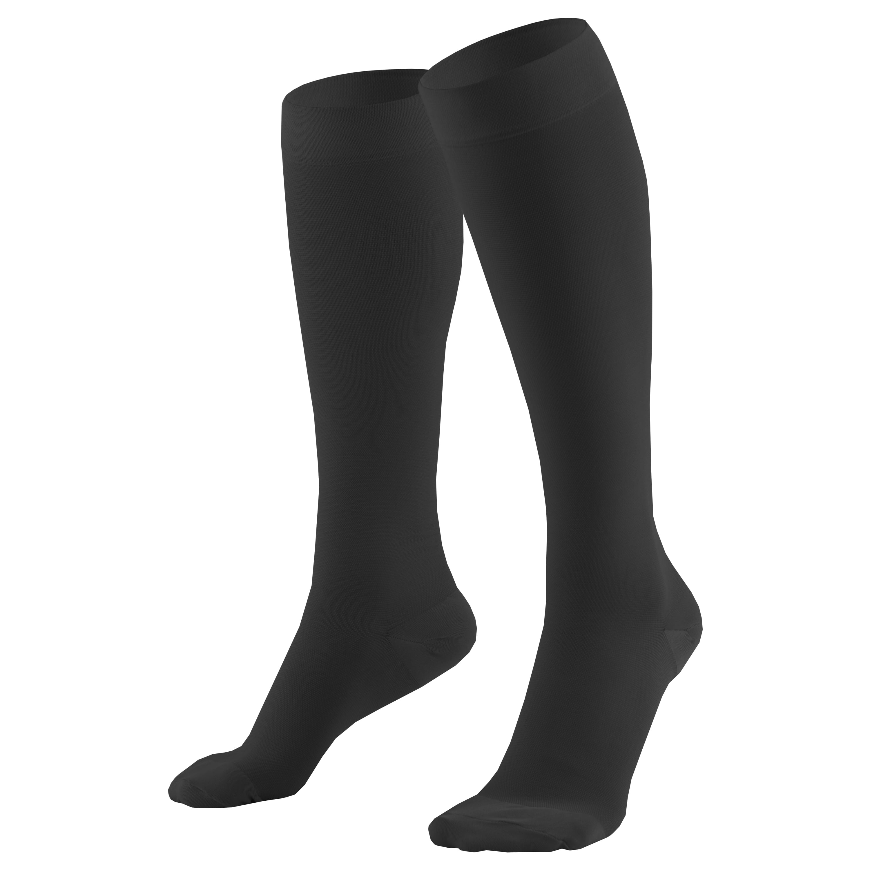 Truform Firm Strength Compression Socks, Knee High, Closed Toe, Black, Large