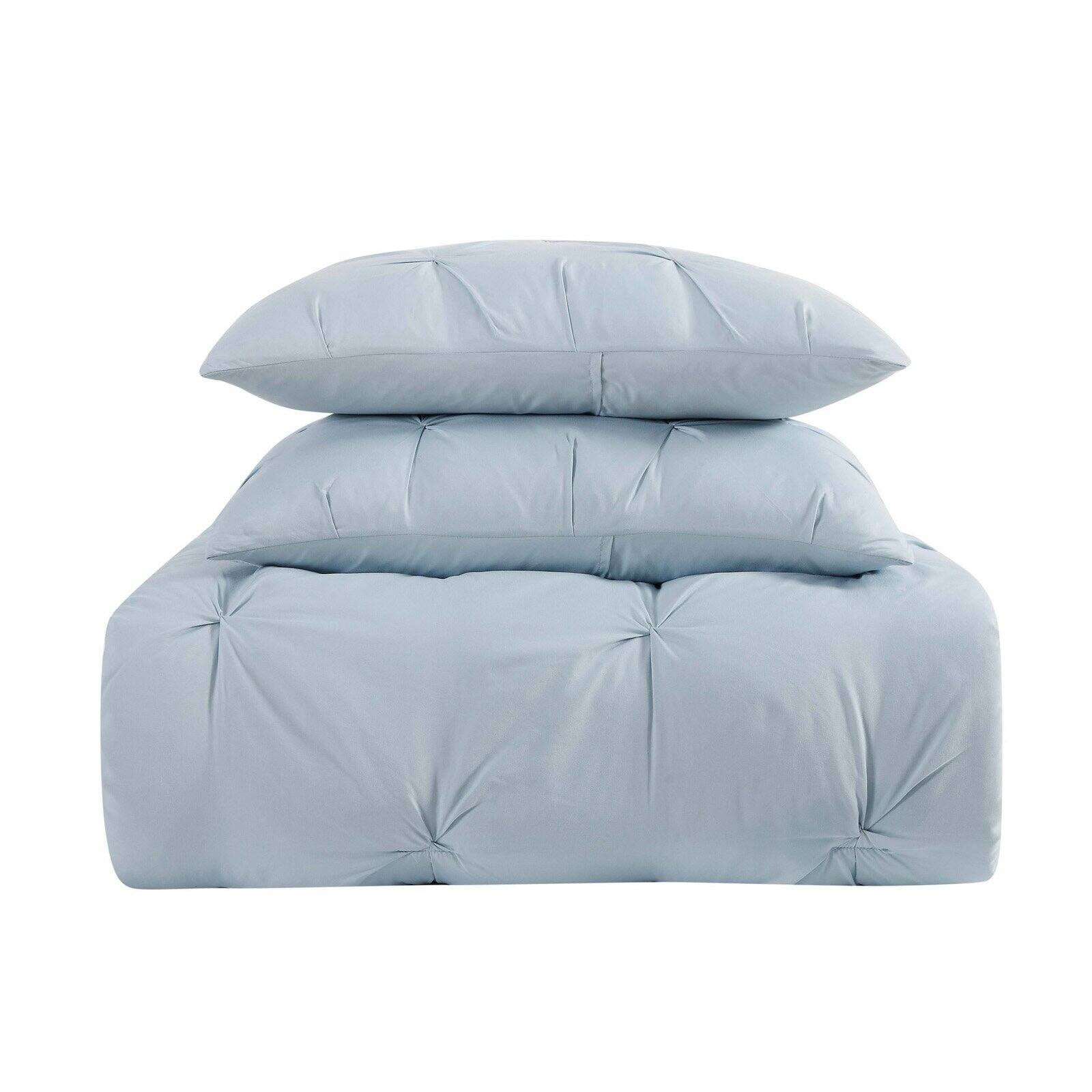Truly Soft Pleated Light Blue King Microfiber Comforter Set