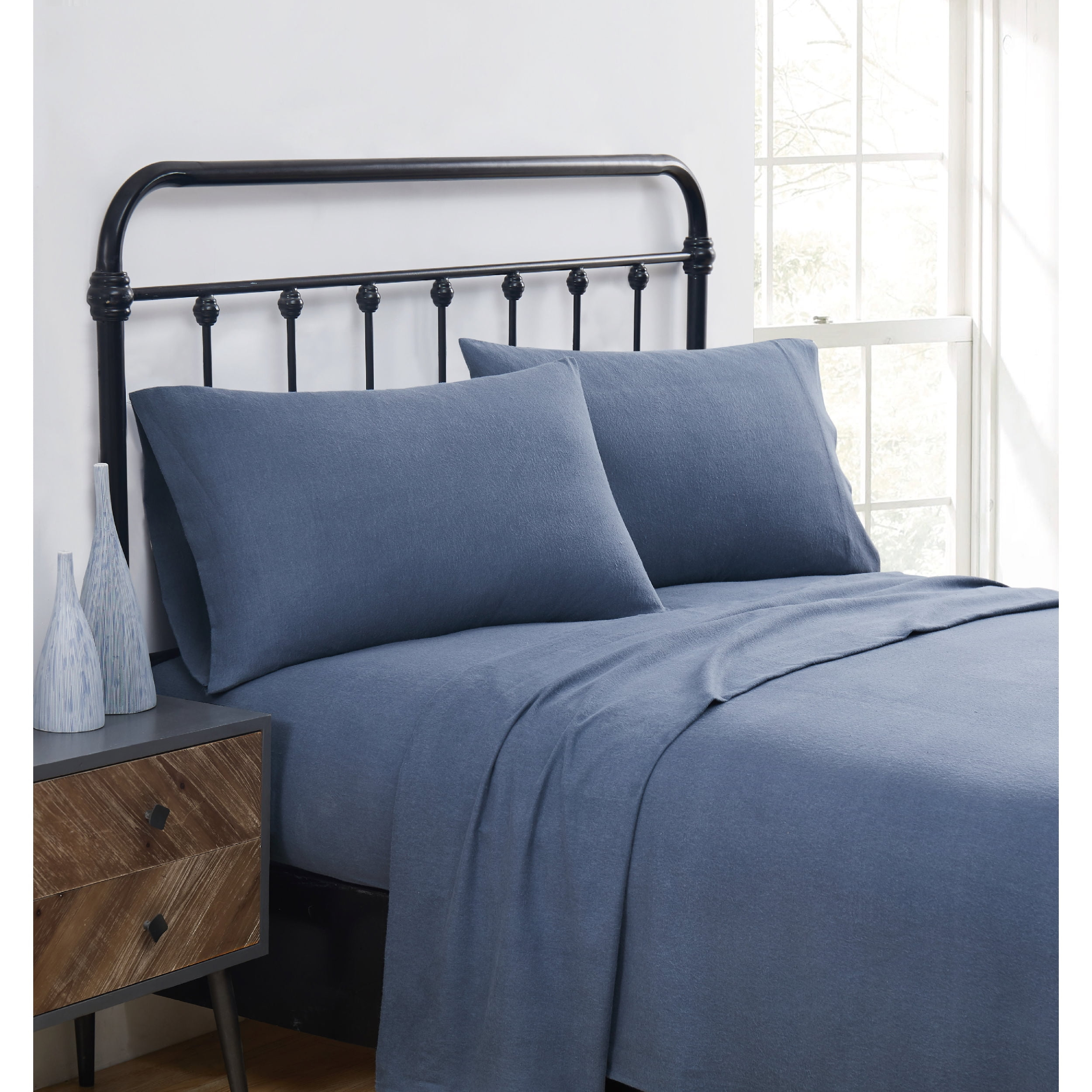 Truly Soft Solid Blue Flannel Sheet Set