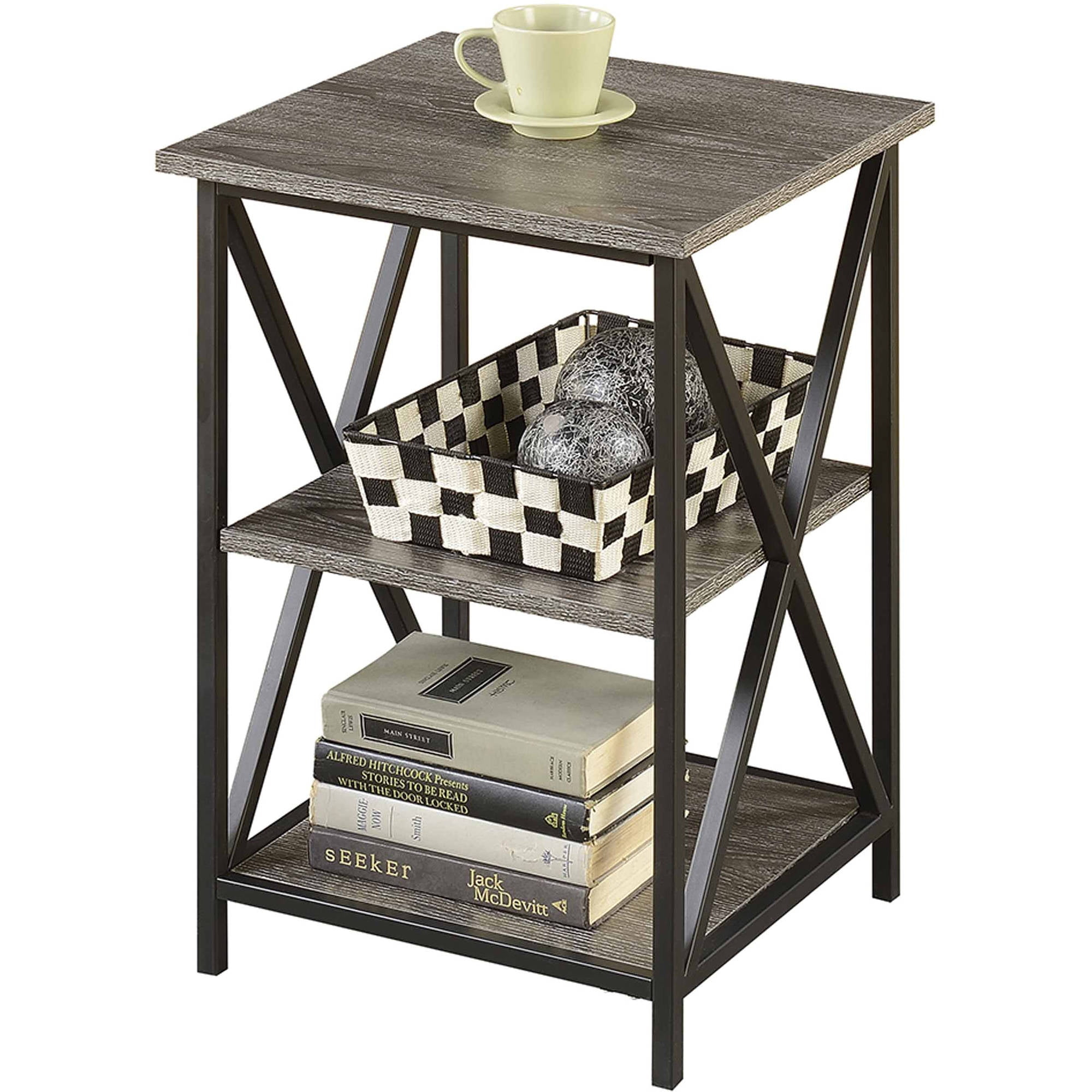 Tucson 3 Tier End Table, Weathered Gray