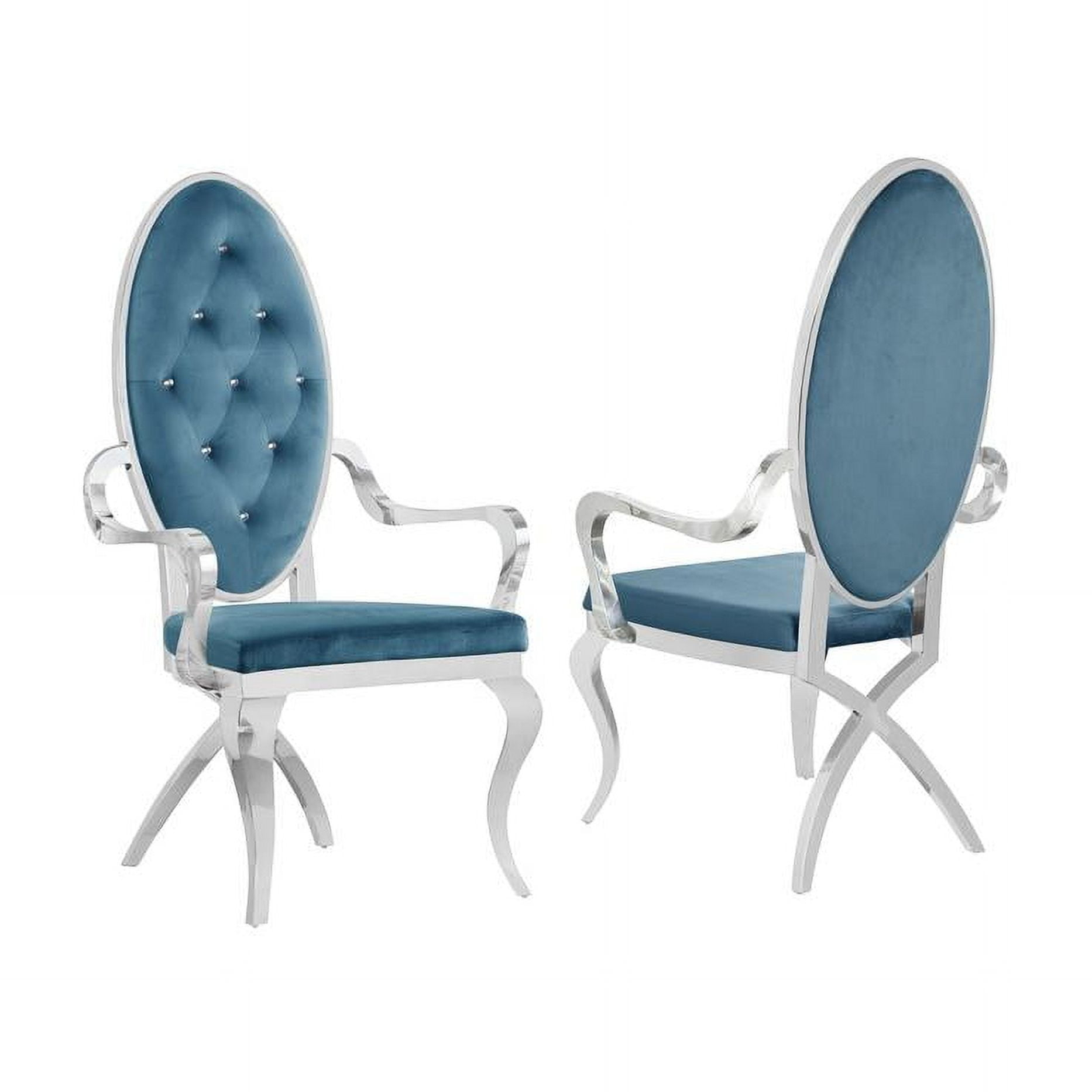 Tufted Velvet King Louis Back Arm Chair