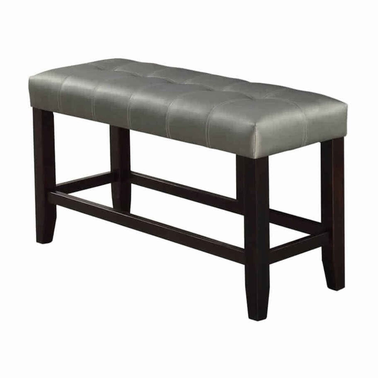 Tufted High Bench With Tapered Legs Silver and Brown