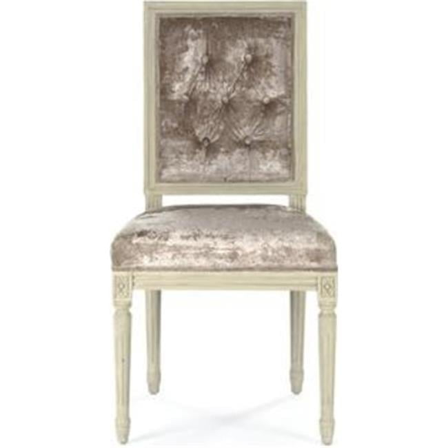 Tufted Louis Side Chair- Crushed Champagne Velvet - 20 x 40 x 18 in.