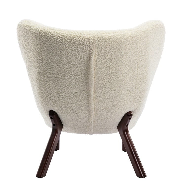 Tufted Side Chair with Solid Wood Legs for Living Room Bedroom Cream