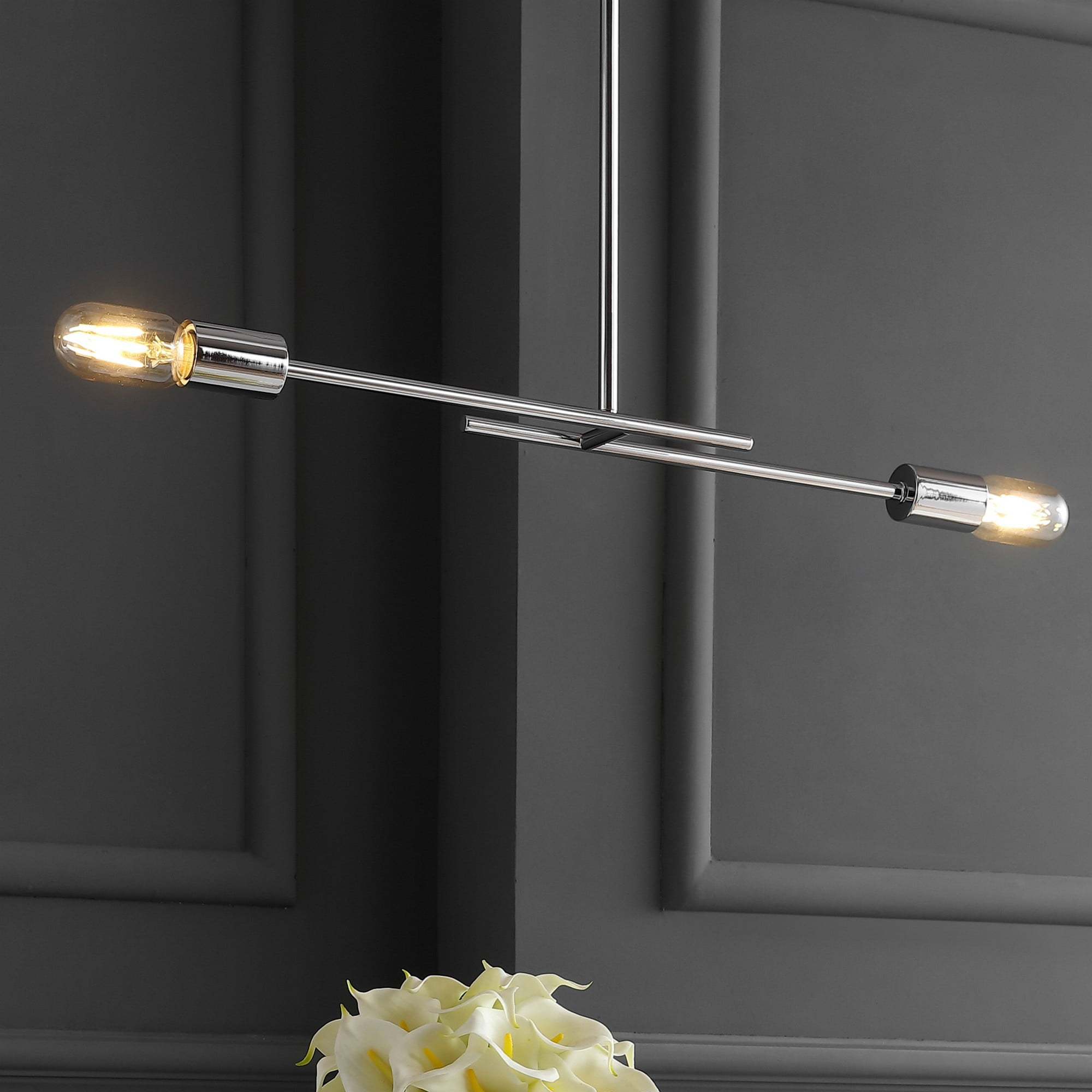 Turing 30.5" Adjustable Metal LED Linear Pendant, Chrome