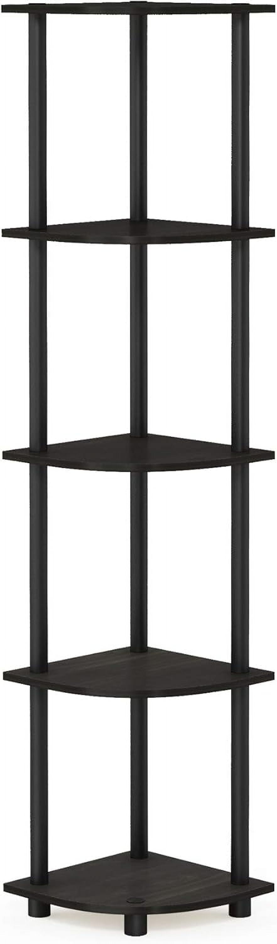 Black 5-Tier Corner Display Rack with Engineered Wood Shelves