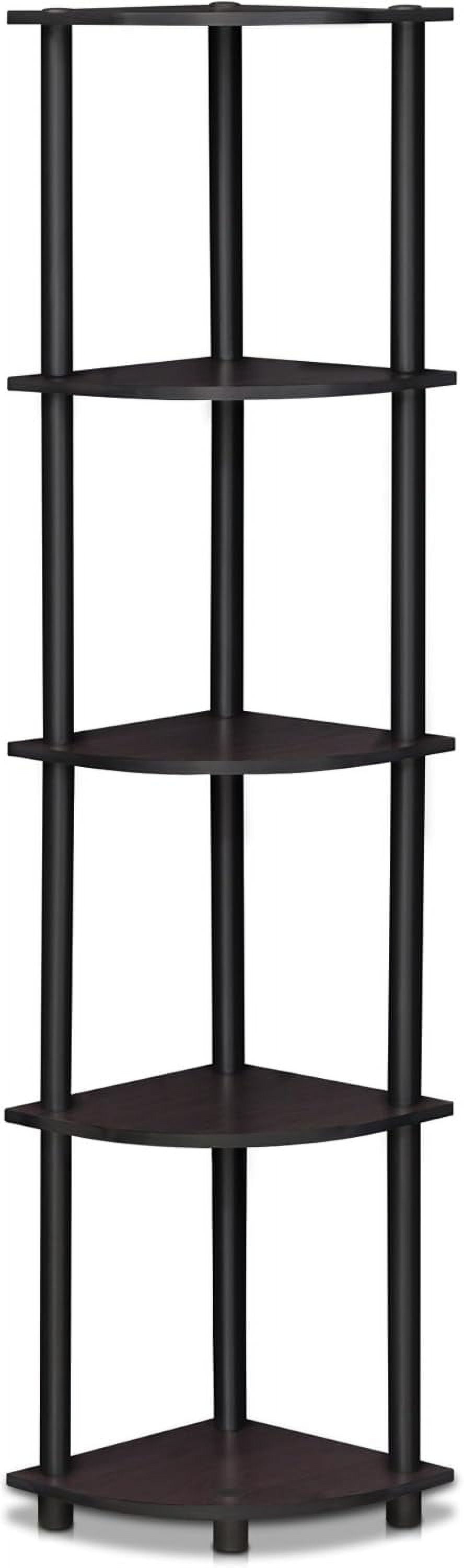 Black 5-Tier Corner Display Rack with Engineered Wood Shelves