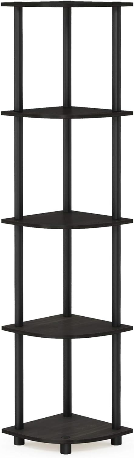 Black 5-Tier Corner Display Rack with Engineered Wood Shelves