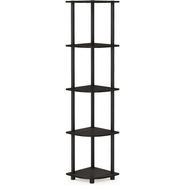 Black 5-Tier Corner Display Rack with Engineered Wood Shelves