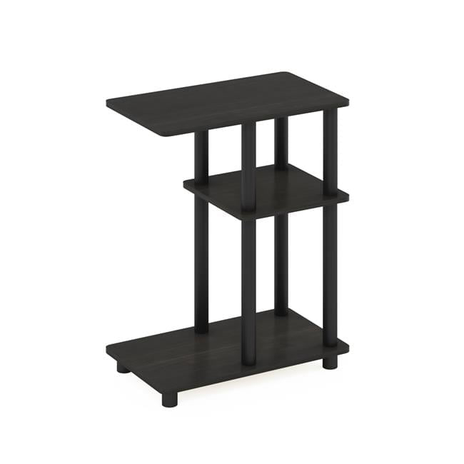 Furinno Turn-N-Tube C Shape Sofa Side Table, Espresso/Black