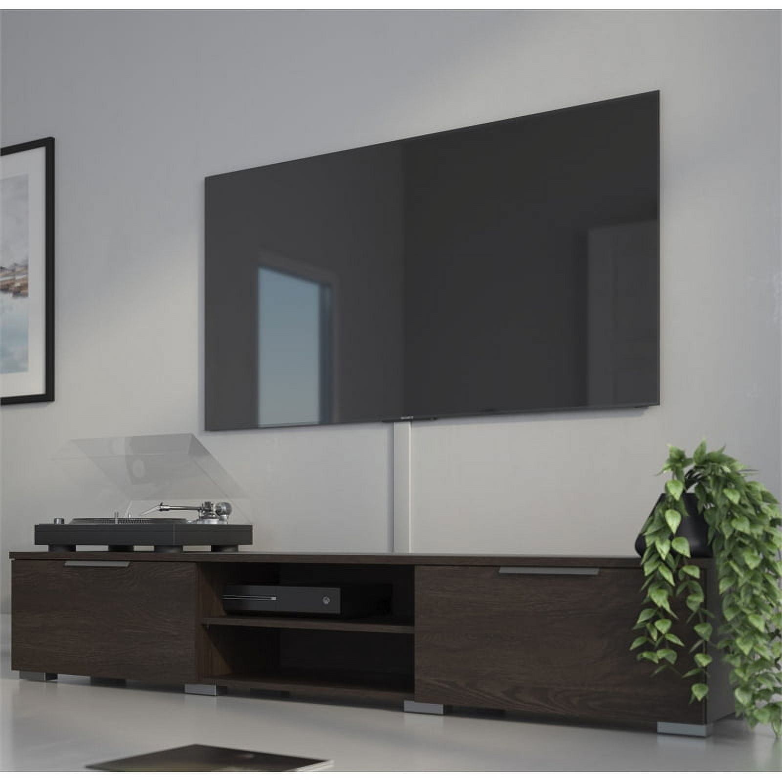 Tvilum Match 2 Drawer TV Stand with 2 Shelves, Dark Chocolate