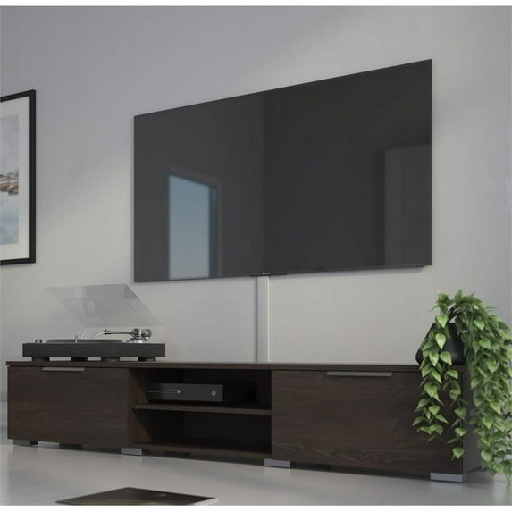 Tvilum Match 2 Drawer TV Stand with 2 Shelves, Dark Chocolate