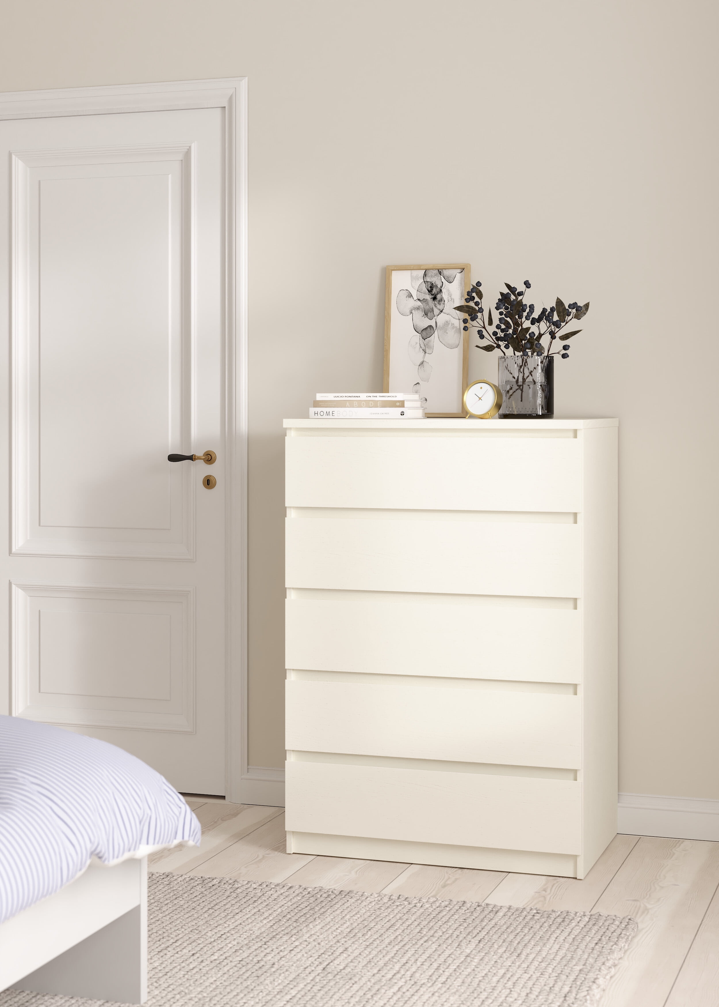 Tvilum, Scottsdale 5 Drawer Chest, White Woodgrain