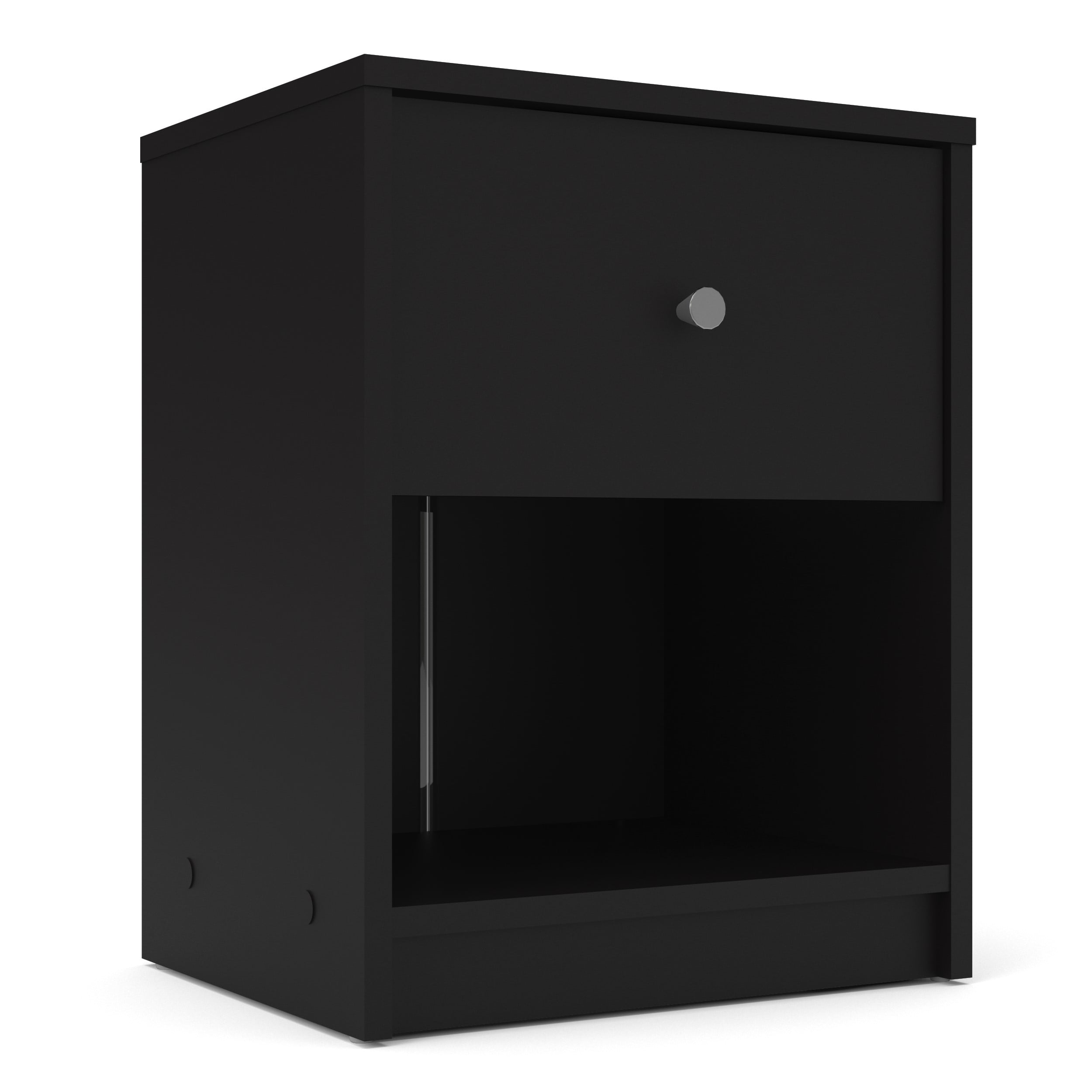 Tvilum Studio 1 Drawer and 1 Shelf Bedroom Nightstand for Adults, Black