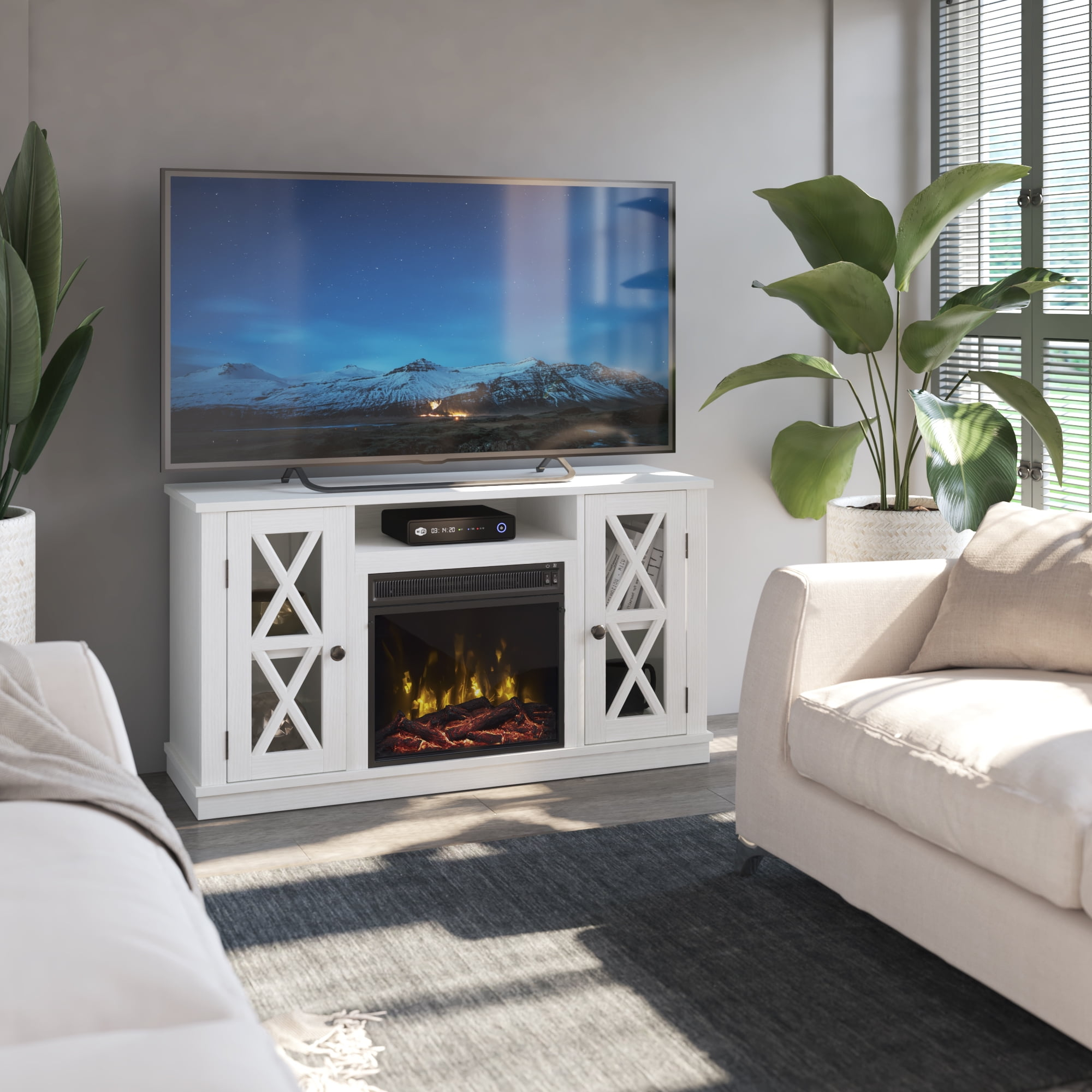 Twin Star Stanton Ridge Electric Fireplace TV Stand for TVs up to 55", White