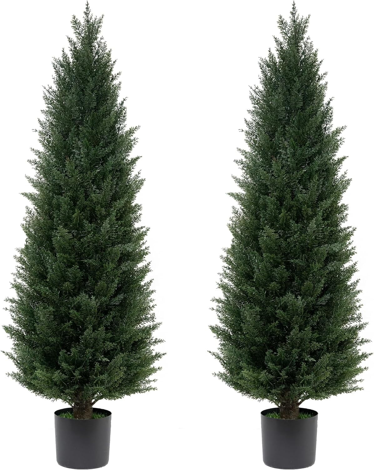 Two 4FT Artificial Cedar Trees Artificial Topiary UV Resistant Potted Plant Artificial Outdoor Tree Artificial Plants for Indoor Outdoor Garden