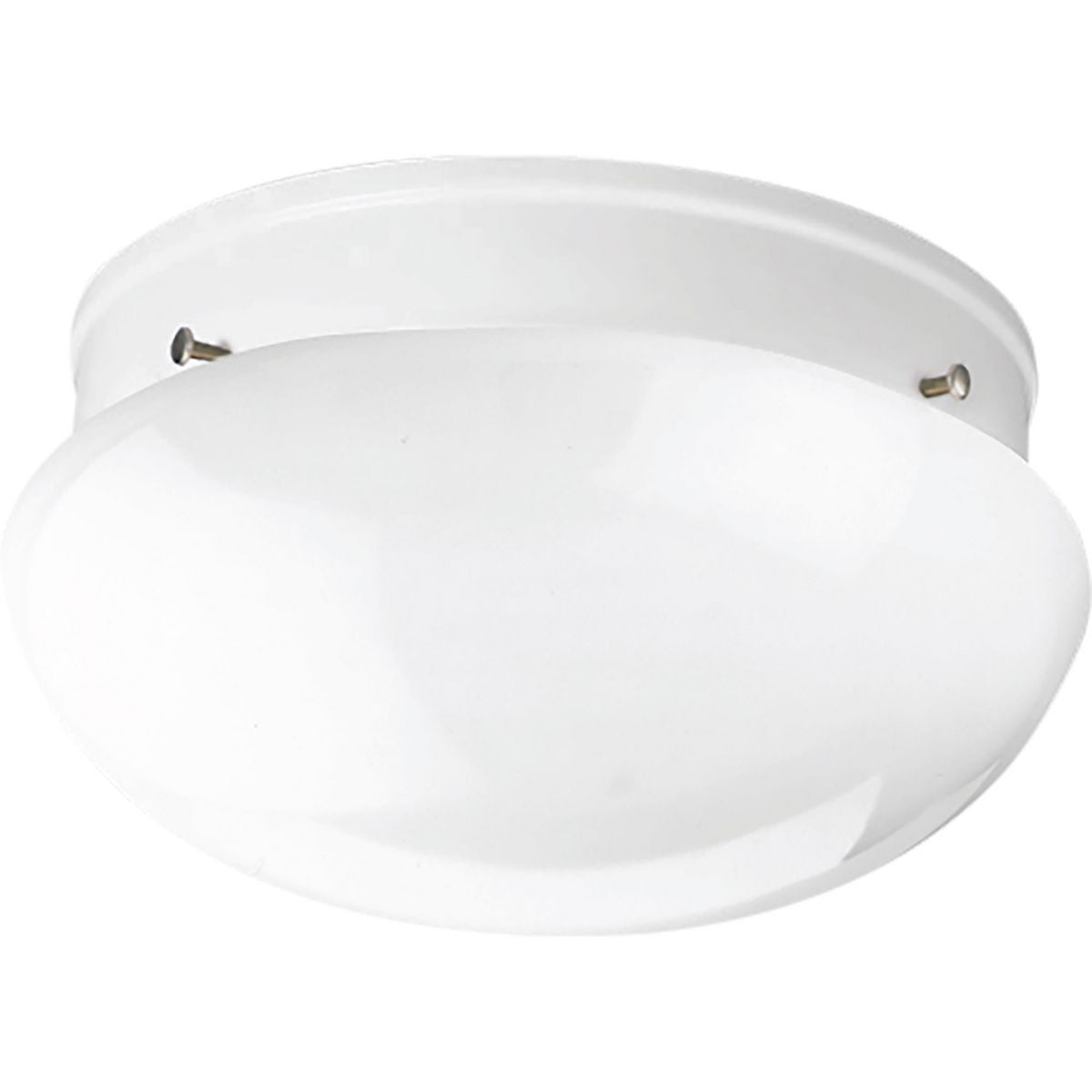 Progress Lighting, Fitter Collection, 2-Light Flush Mount, Brushed Nickel, White Glass Bowl