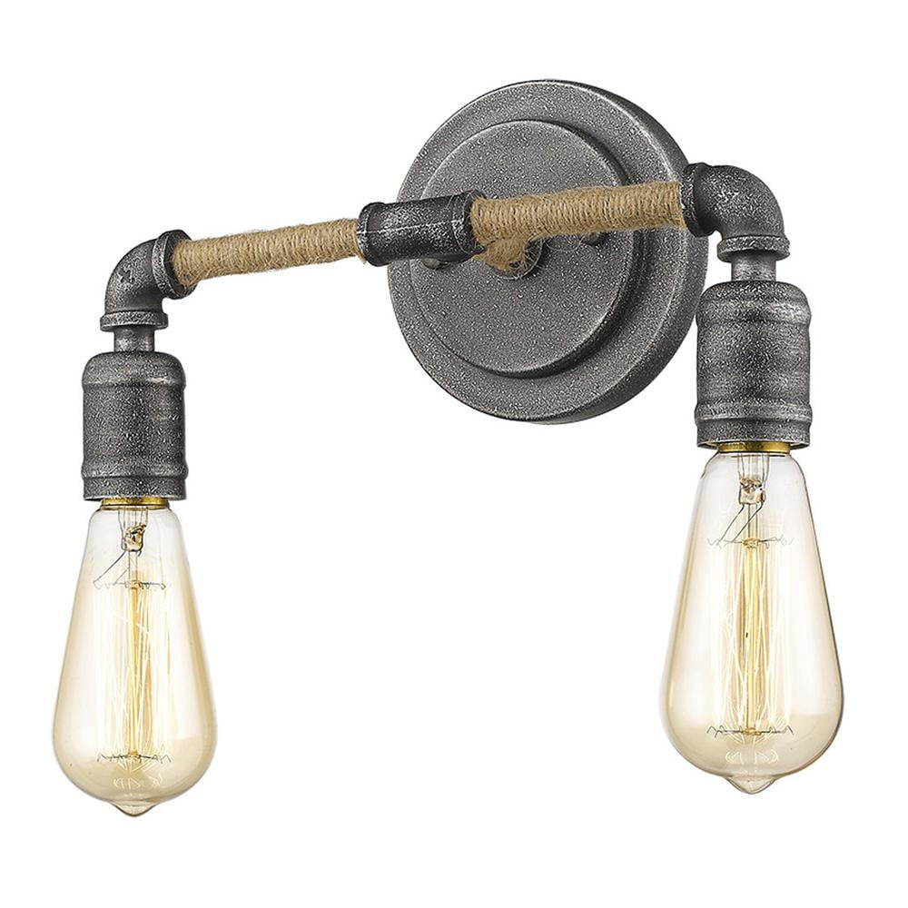 HomeRoots Two Light Industrial Textured Gray Wall Light