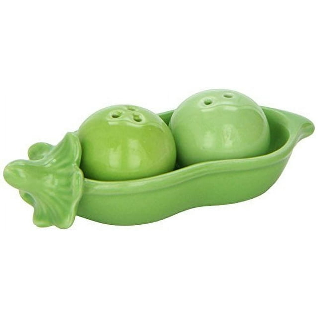 Two Peas in A Pod Ceramic Salt and Pepper Shakers in Ivy Print Gift Box Wedding favors