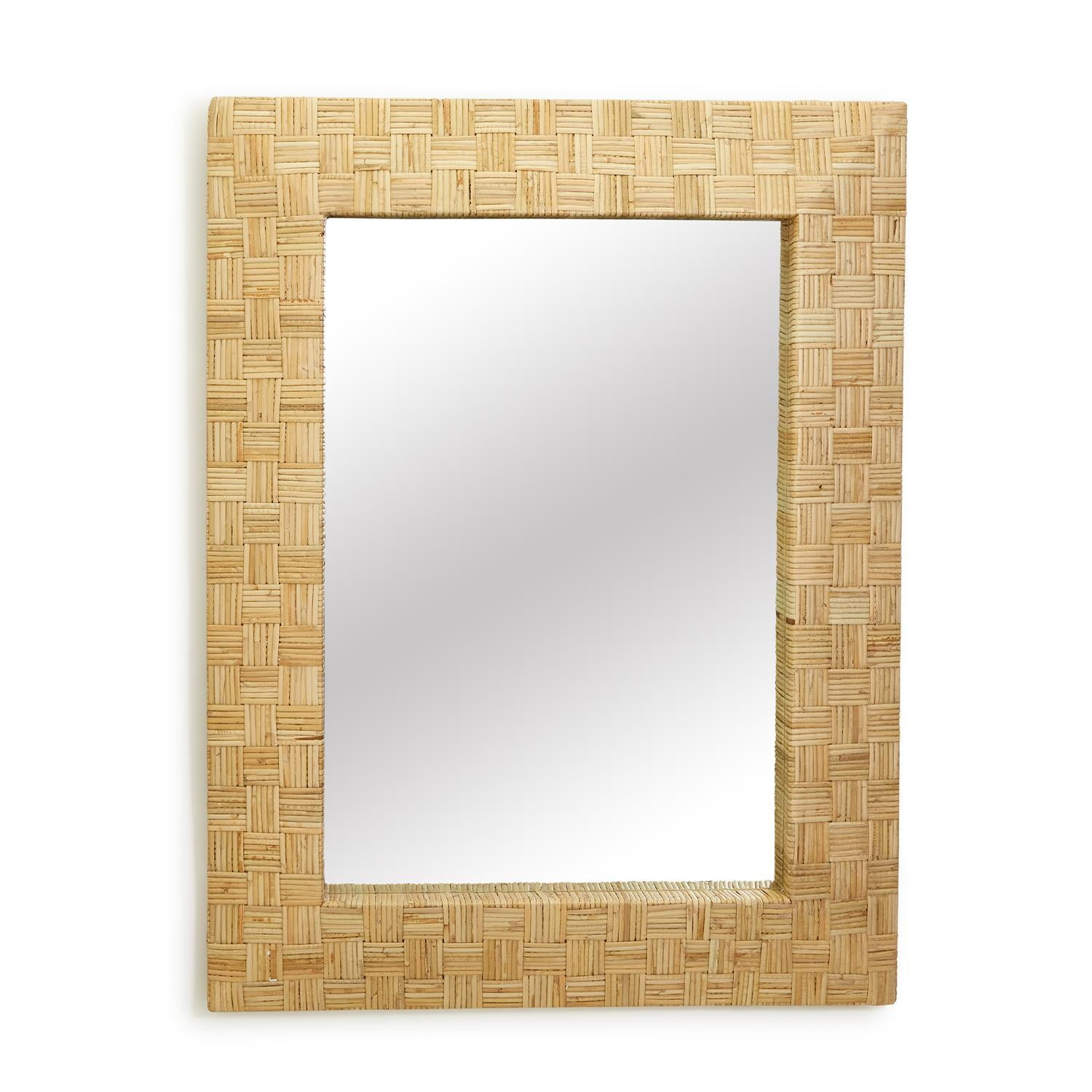 Two's Company Amanyara Hand Woven Rectangle Rattan Wall Mirror, 30.5"x40"