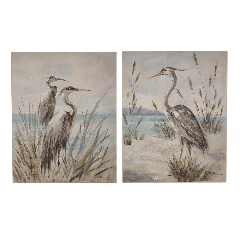 Two's Company Shore Bird Set of 2 Hand-Painted Wall Art
