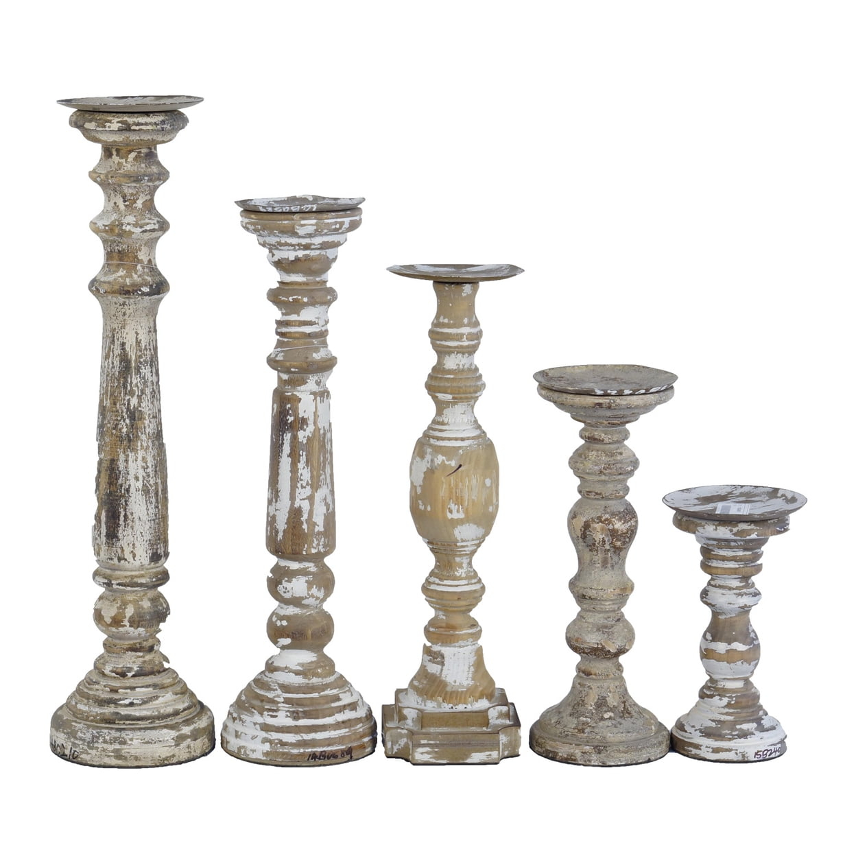 Tx USA Corporation Distressed Brown Finish Shefflield Candle Holders - Set Of 5