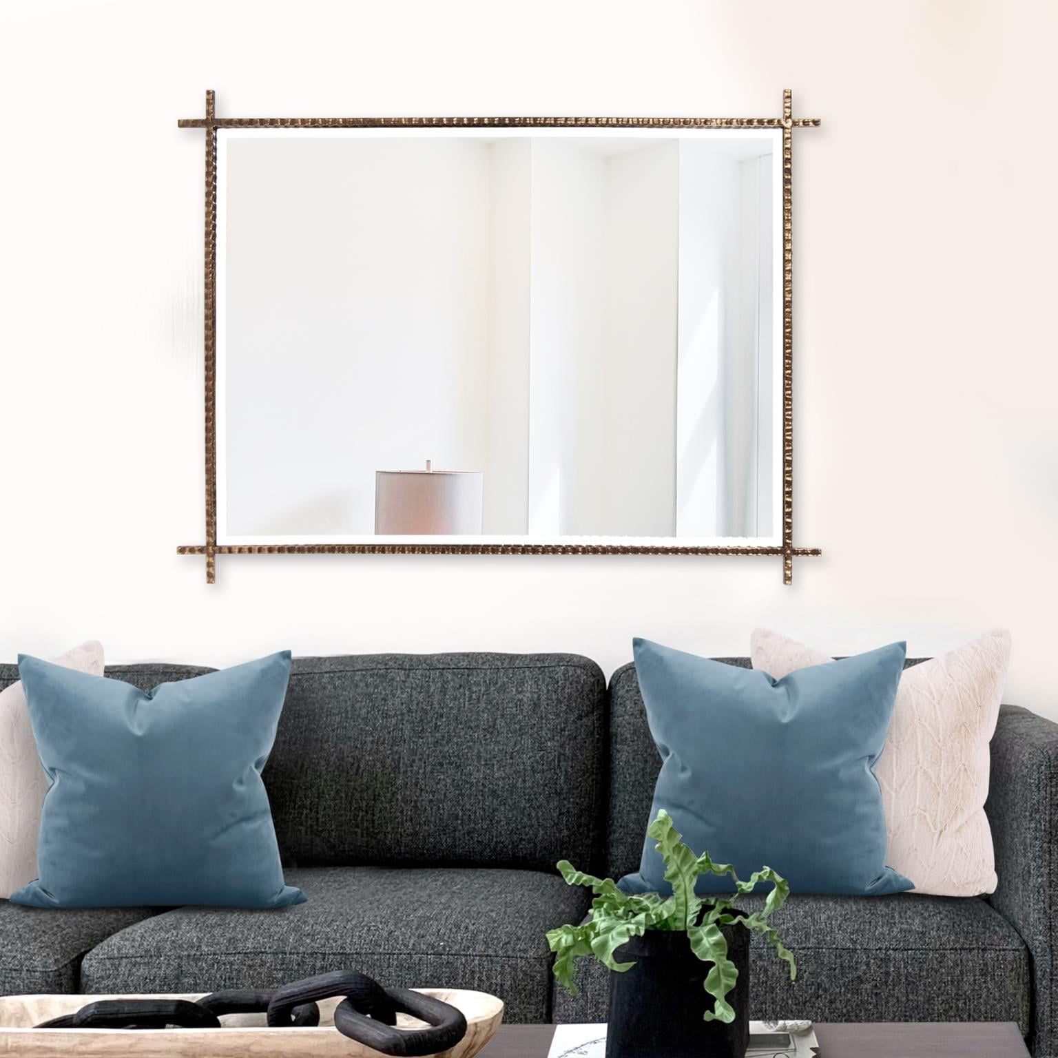 Tyler Dillon Isarno Large Rectangular Decorative Metal Industrial Mirror