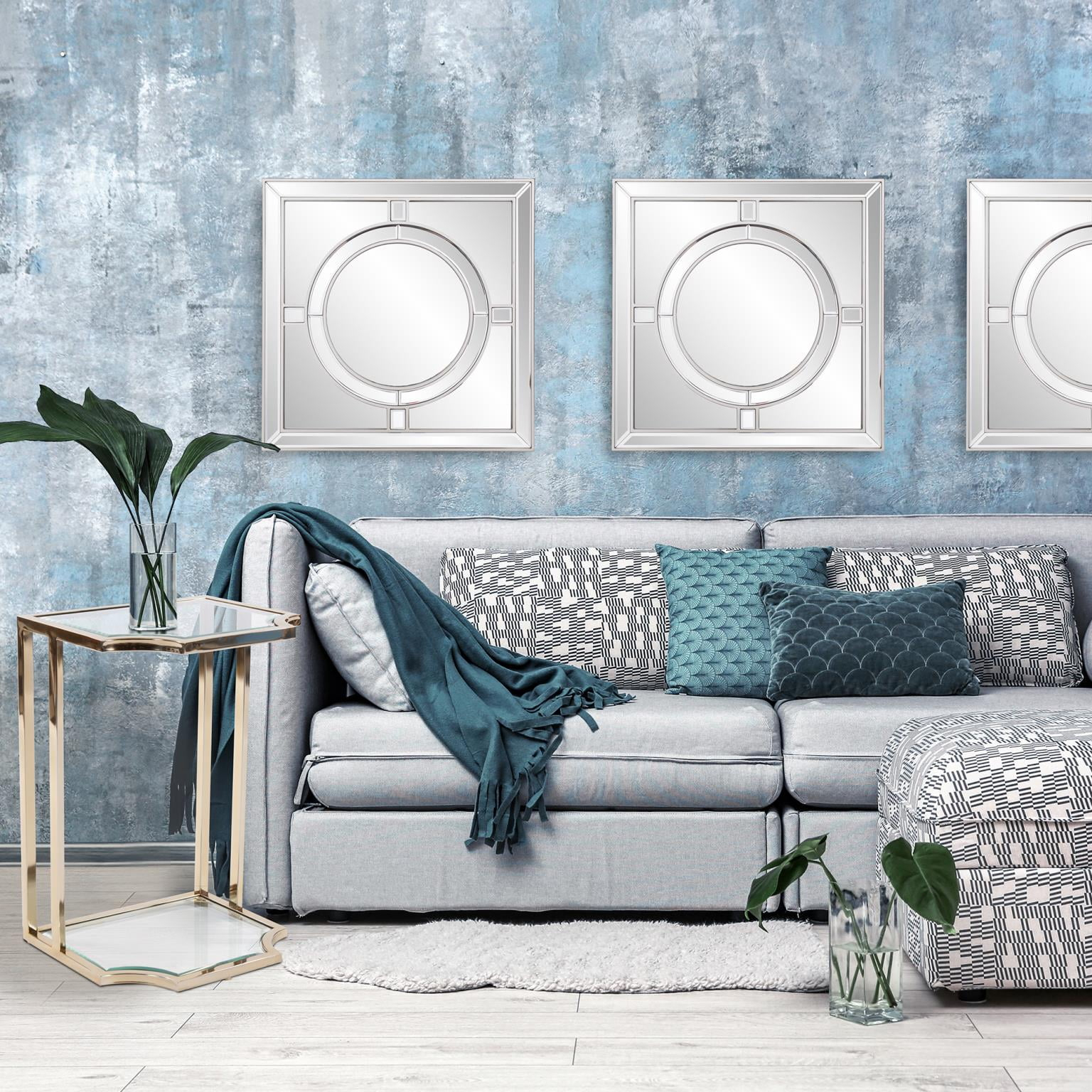 Tyler Dillon Square Wall Mirror with Round Central Design - 20" x 20"