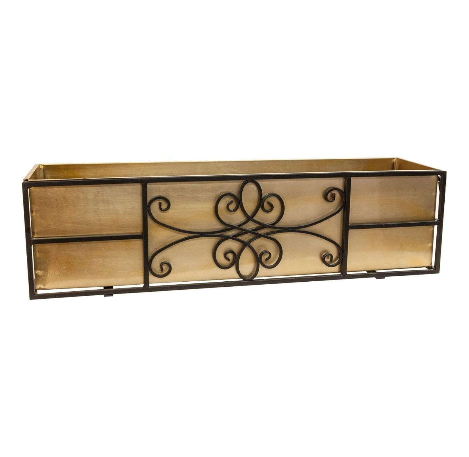 Style Selections Rectangle 9.75-Inches W Medium Black Metal Outdoor Window box with Drainage Holes
