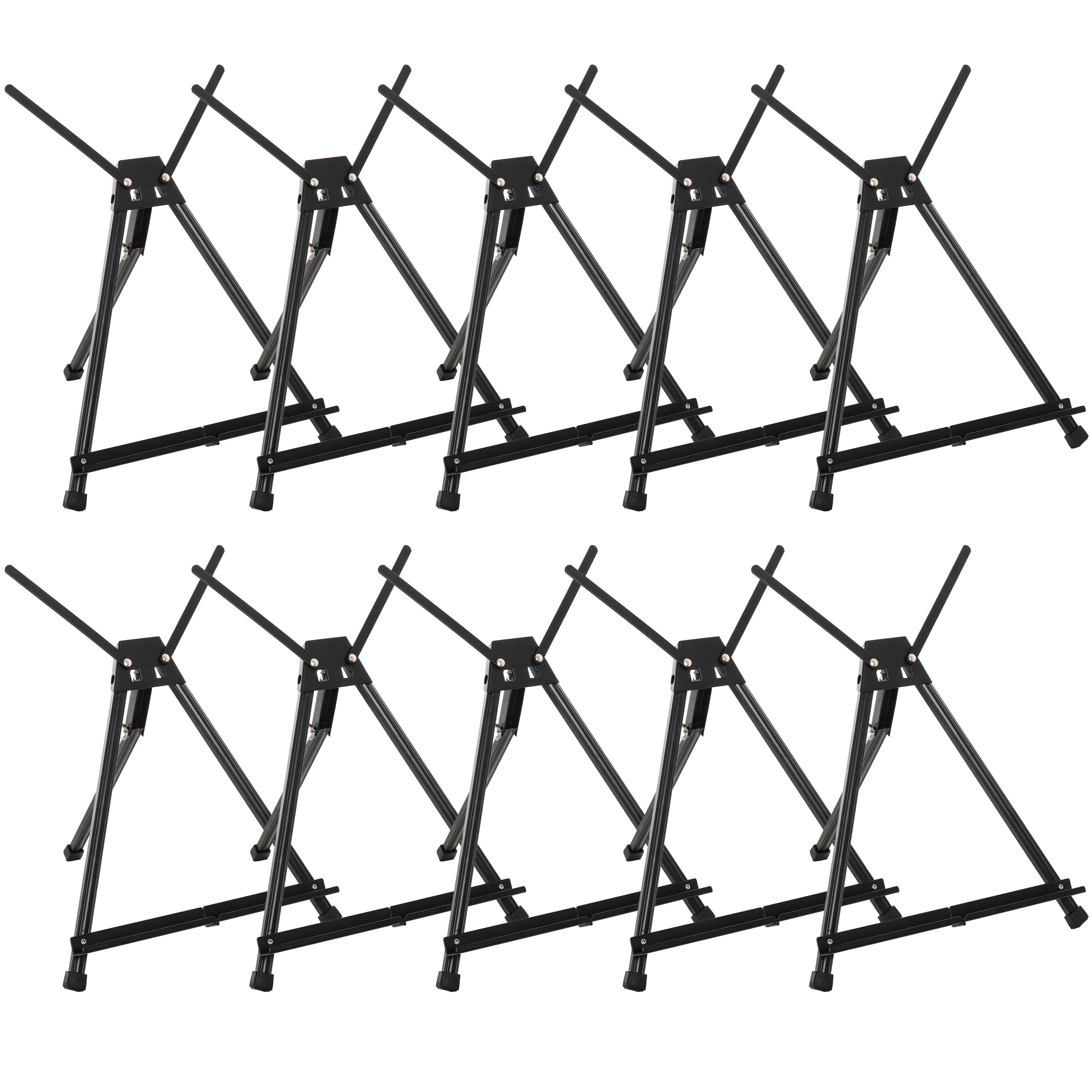 U.S. Art Supply Tabletop Easel for Painting - 15" to 21" Adjustable Metal Painting Easel - Portable Art Easels (Pack of 10) for Display Table Stand - Canvas, Whiteboards, Posters, Signs, Drawings