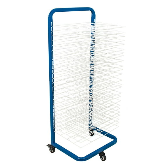 U.S. Art Supply 25 Shelf Art Drying Rack for Classrooms and Studios - Mobile Wheels, Wall Mountable, 25 Removable Shelves - Stack Store Artwork, Canvases Paintings Drawings - 14.5" D x 17.5" W x 38" H