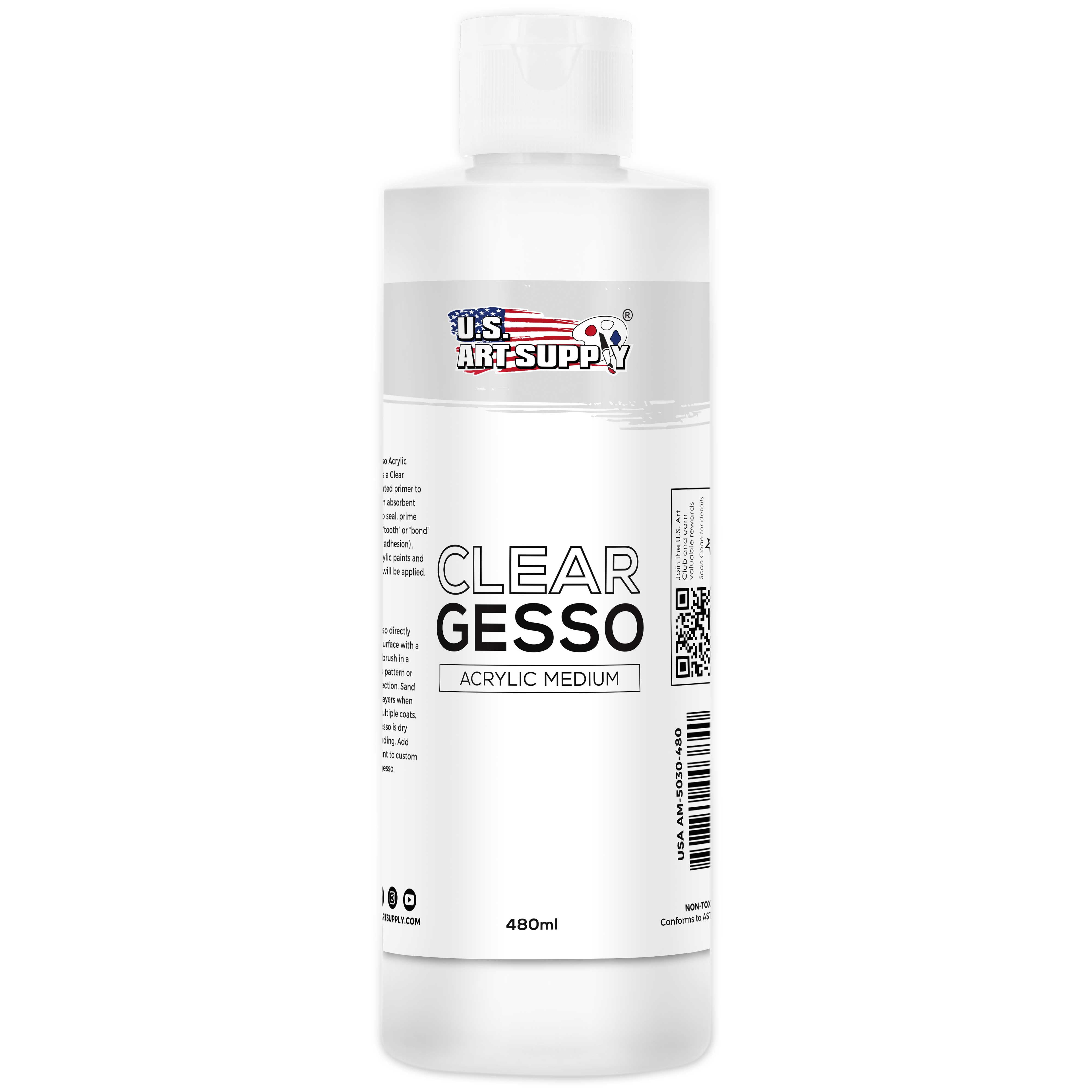 U.S. Art Supply Clear Gesso Acrylic Medium, 480ml Bottle