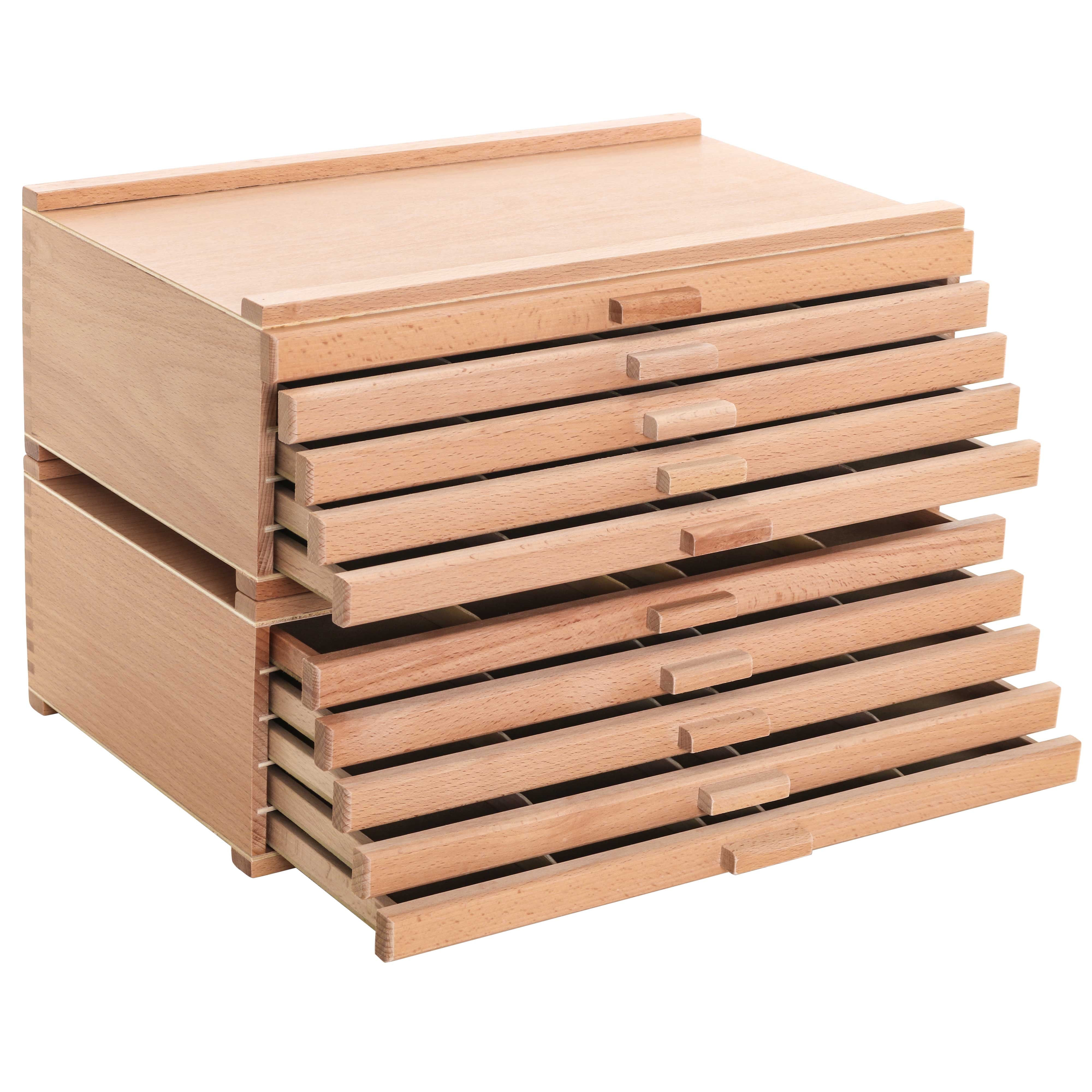7 Elements 10 Drawer Wooden Artist Storage Supply Box for Pastels, Pencils, Pens, Markers, Brushes and Tools