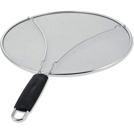 U.S. Kitchen Supply 13" Stainless Steel Fine Mesh Splatter Screen with Comfort Handle and Resting Feet
