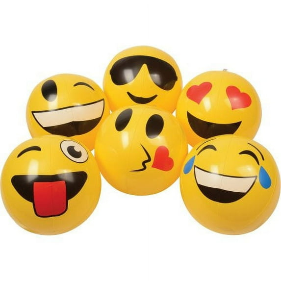 12 Pack Emoticon Assorted Inflate Balls 8-9" diam. Plastic Inflatable Toys