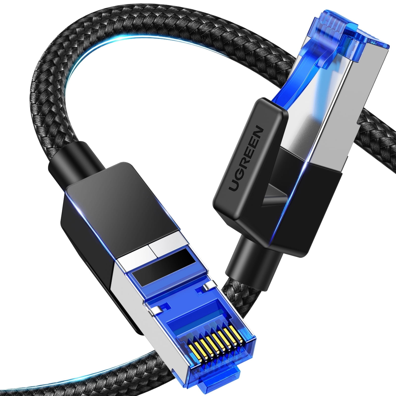 UGREEN Cat 8 High-Speed Ethernet Cable, Nylon Braided Durable Internet Cable RJ45 Lan Cable, 15 ft