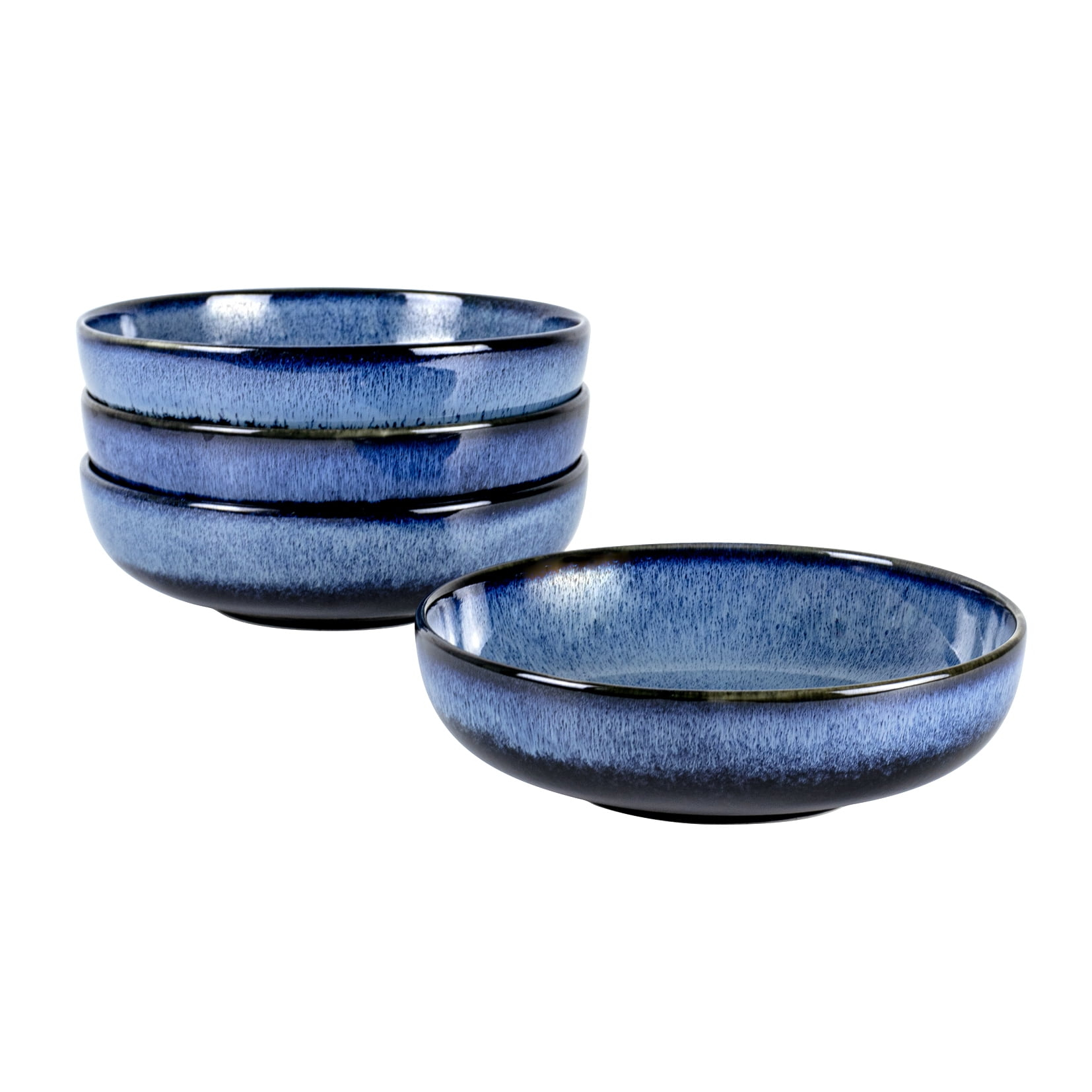 UNICASA Salad Bowls,Ceramic Pasta Bowls 26 oz Set of 4,Microwave and Dishwasher Safe Soup Bowl（Blue）
