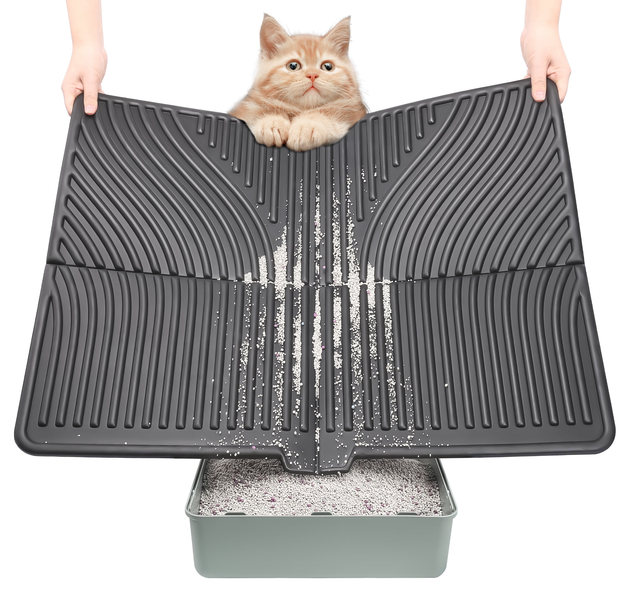 UPSKY Cat Litter Mat Kitty Litter Trapping Mat 31" x 24" Litter Box Mat Keep Floor Clean
