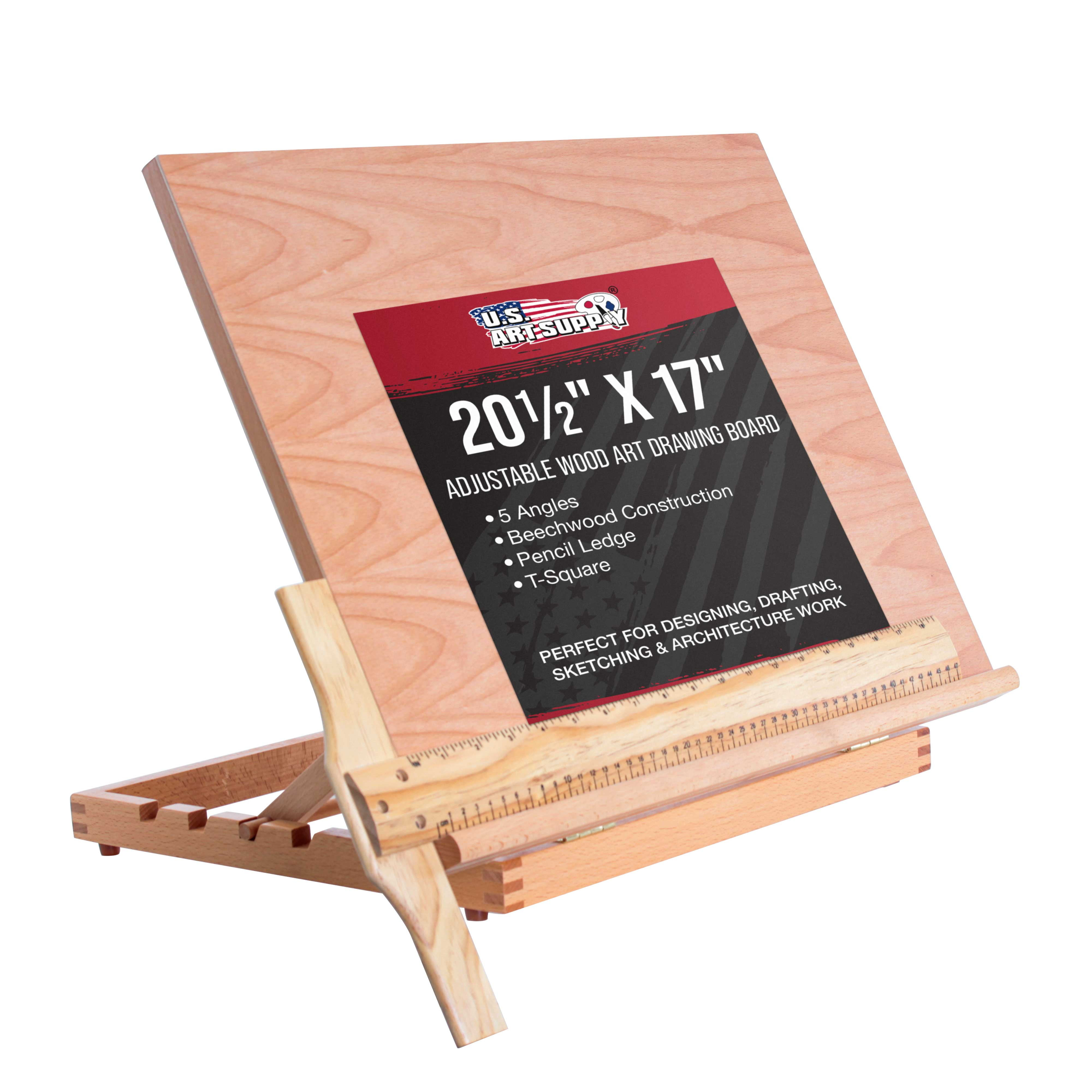 US Art Supply "Sketch Master" Adjustable Wood Artist Drawing & Sketching Board
