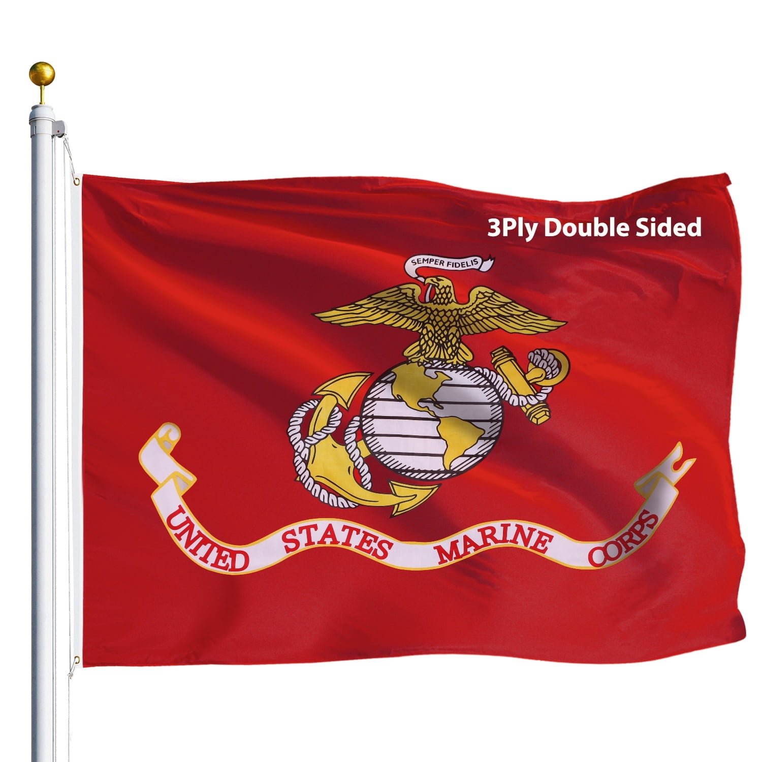 US Marine Corps Red Heavy Duty Polyester Flag 3x5 with Brass Grommets
