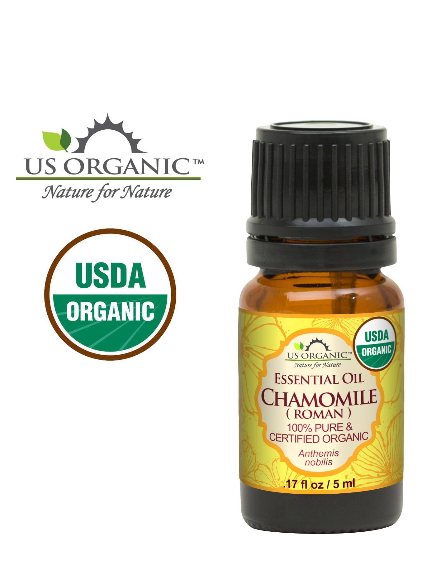 US Organic Chamomile Essential Oil (Roman), 100% Pure Certified USDA Organic 5ml