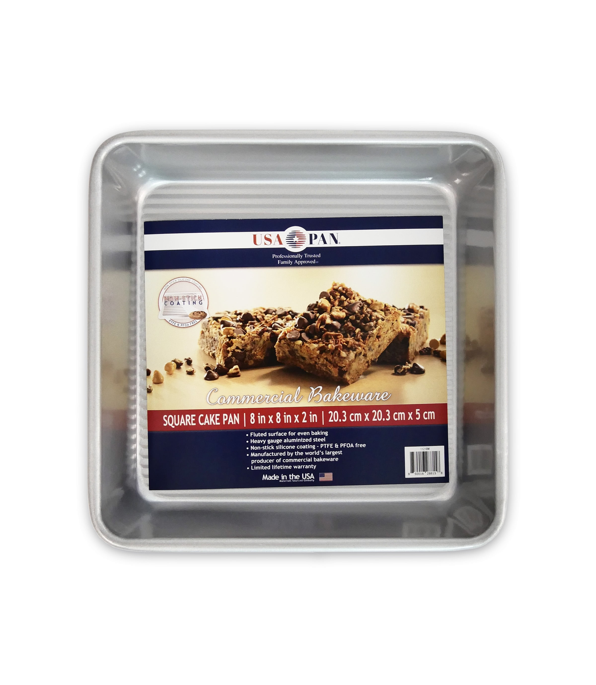 USA Pan Bakeware Seamless Nonstick 8 Inch Square Cake Pan, Aluminized Steel