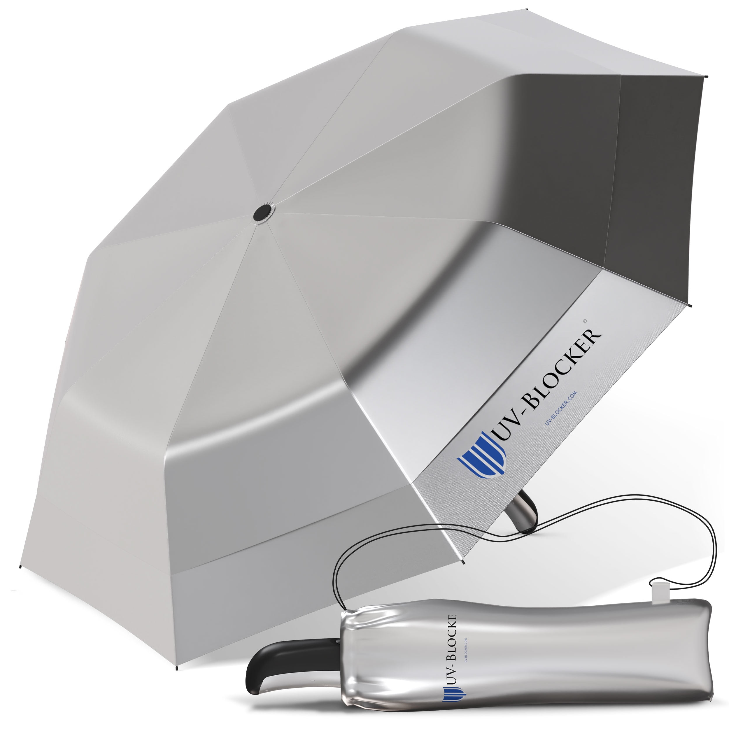 UV Blocker Sun Umbrella Large Wind Resistant Umbrella Auto Open UPF 55+ Sun Protection 58 inch
