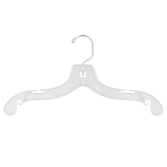 Unbranded 414 Clear Plastic Junior Dress Hangers, Swivel Metal Hook and Notches for Straps, Super Heavy Weight, 14" - (Pack of 100)